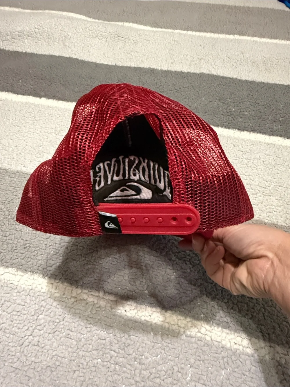 Kids Quiksilver Bright Red Logo Mesh Trucker Hat